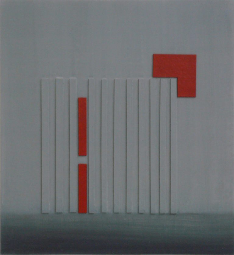 Gerhard Walter Feuchter | ARCHITEKTON GRAU/ROT | 2009 | Relief | 38 x 35 cm | Galerie Moench Berlin