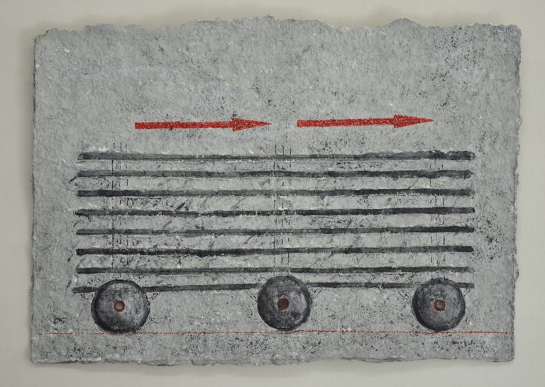 Gerhard Walter Feuchter | FLUCHTWAGEN | 2013 | Papierguss und Mischtechnik | 66 x 41 cm | Galerie Moench Berlin