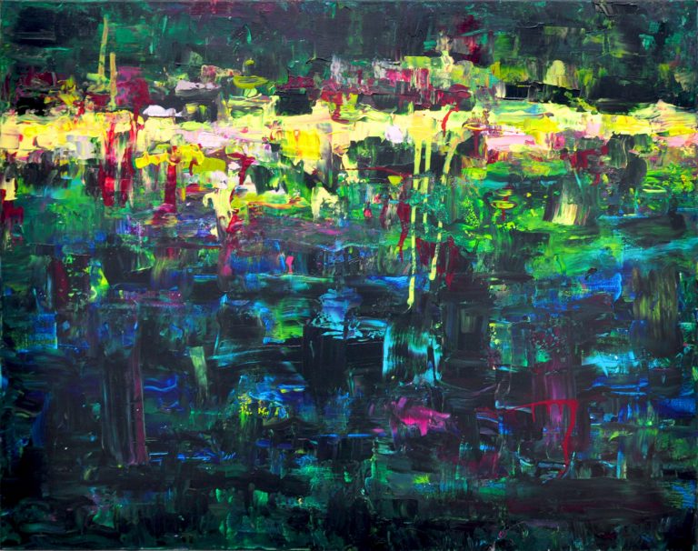 Evelyn Garden | MEKONG GRUEN 2 | 2011 | Malerei Mischtechnik auf Leinwand | 80 x 100 cm | Galerie Moench Berlin