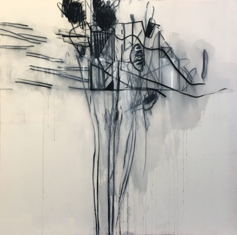 Helmut Klock | ZWISCHEN STADTFLOWERS | 2017 | Kohle und Acryl auf Leinwand | Galerie Moench Berlin