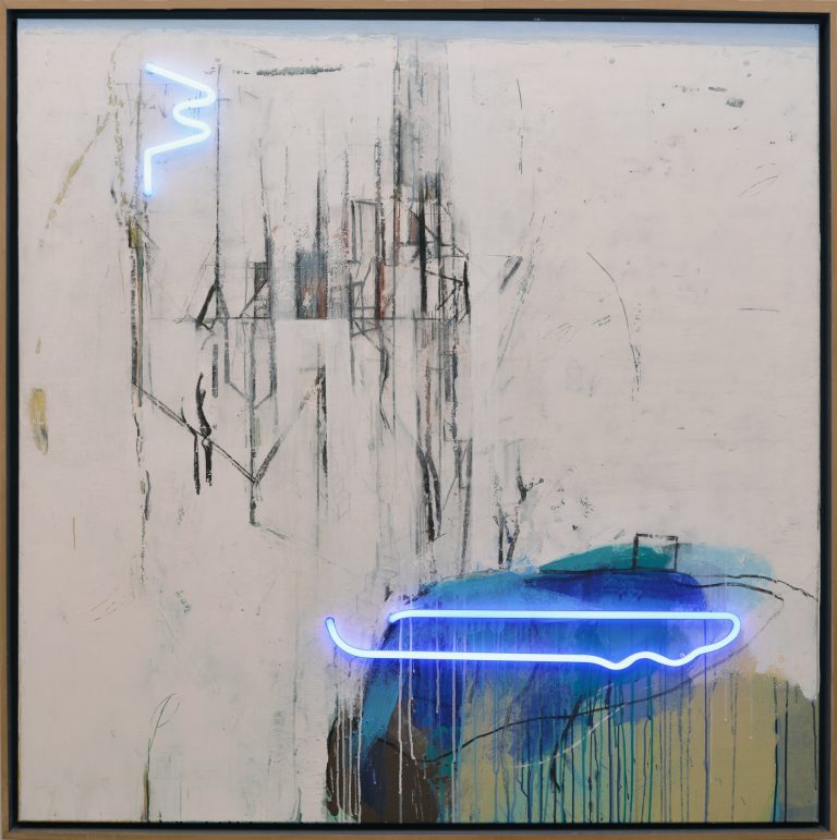 Helmut Klock | WOSTOK-SEE | 2012 | Acryl und Neon auf Leinwand | Galerie Moench Berlin