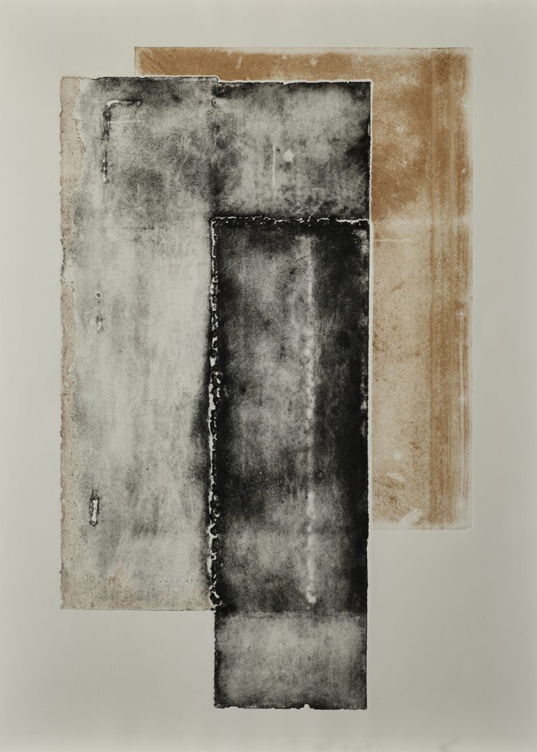 Reiner Maehrlein | Incident X | 2016 | Tiefdruck und Rostmonotypie auf Buettenpapier | 70 x 50 cm | Galerie Moench Berlin