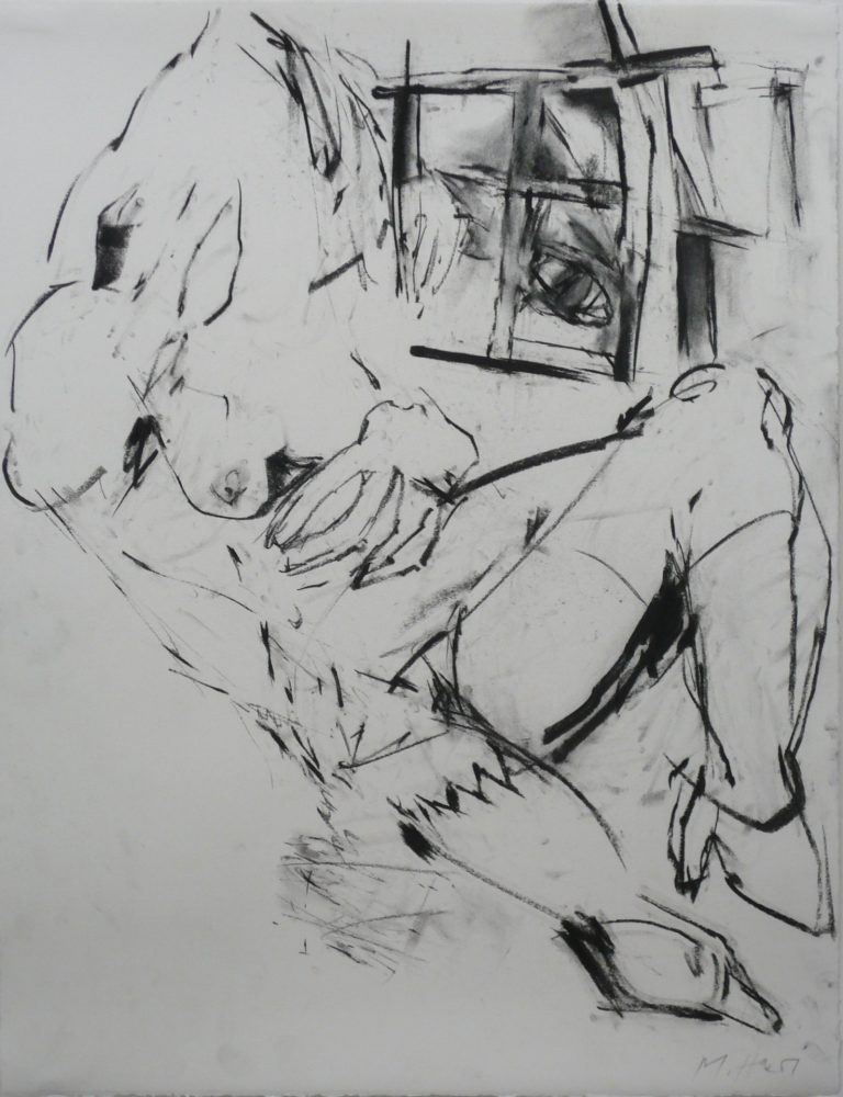 Max Hari | aus der Serie b. B. (betrifft Beckmann) | 2014 | Kohle auf Papier | Galerie Moench Berlin