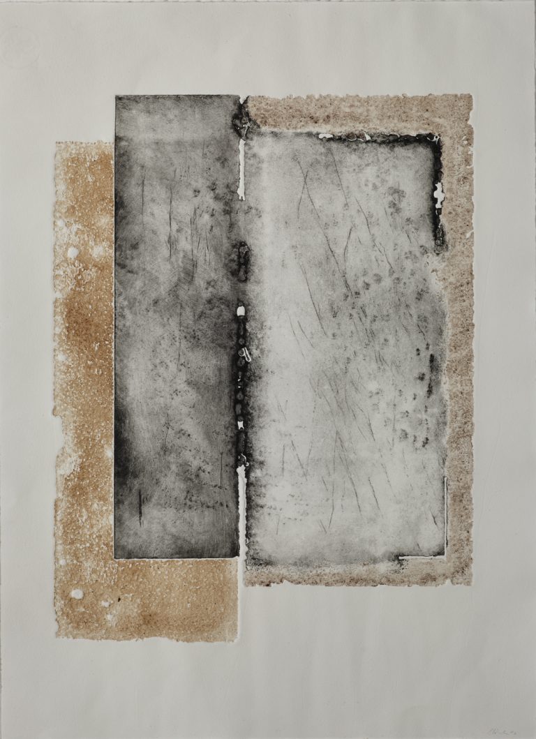 Reiner Maehrlein | Incident XIII | 2016 | Tiefdruck und Rostmonotypie auf Buettenpapier | 51 x 38 cm | Galerie Moench Berlin
