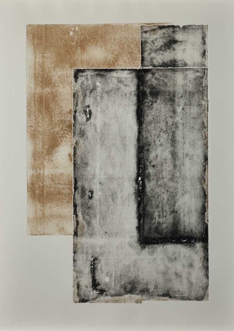 Reiner Maehrlein | Incident IX | 2016 | Tiefdruck und Rostmonotypie auf Buettenpapier | 70 x 50 cm | Galerie Moench Berlin