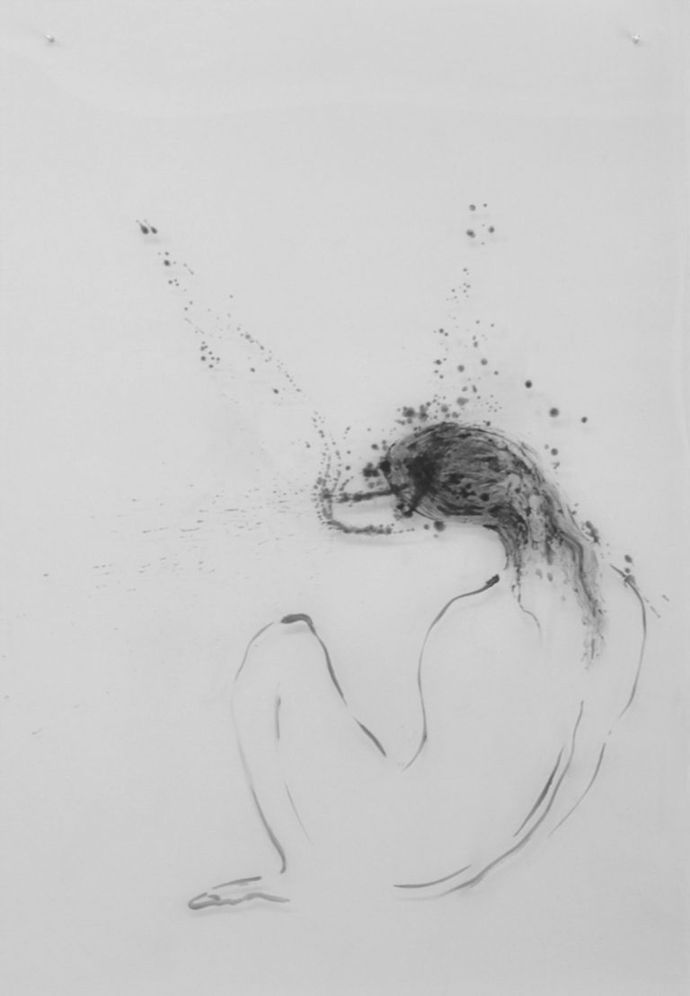 Victorine Mueller | LES INVITEES / DIE EINGELADENEN | ohne Titel | 2015 | Glasmalfarbe auf Acrylglas | 152 x 102 cm | Galerie Moench Berlin