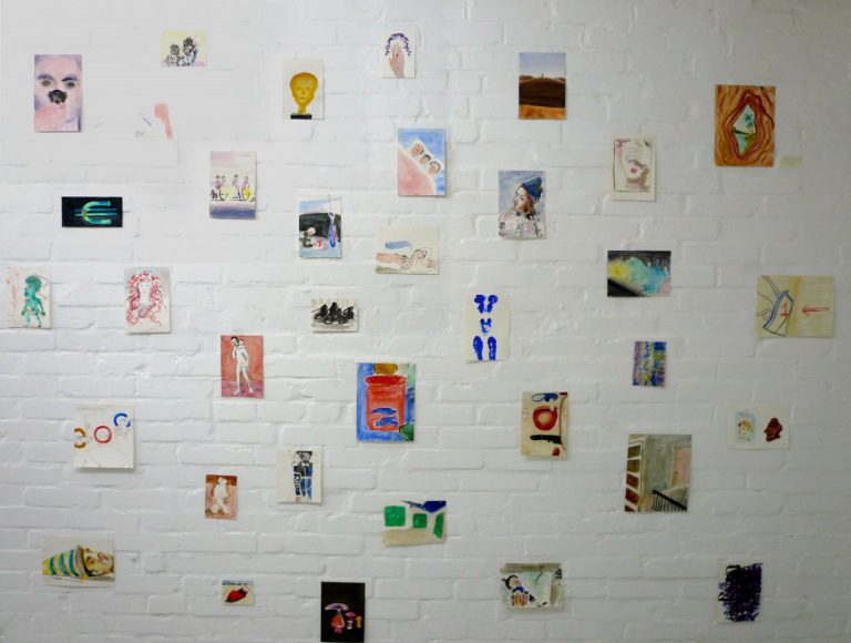 Thomas Muellenbach | aus der Serie Halb-Original | 2006-2013 | Aquarell auf Papier | Ausstellungsansicht | Galerie Moench Berlin