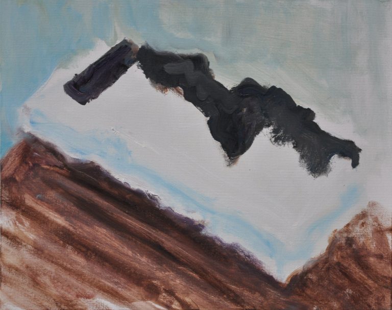 Thomas Muellenbach | Bett Berlin | 2017 | Oel auf Malkarton | 40 x 50 cm | zeitgenoessische Malerei | Galerie Moench Berlin