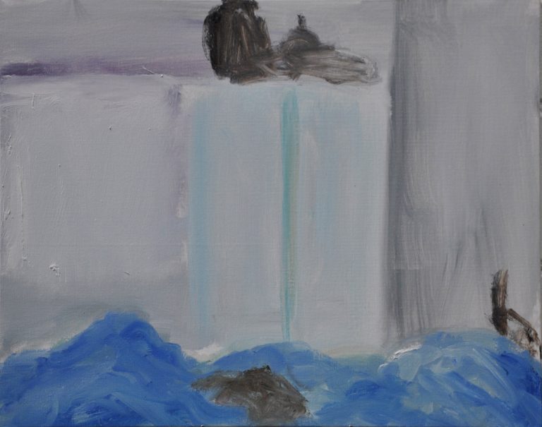 Thomas Muellenbach | Bett Kreta | 2017 | Oel auf Malkarton | 40 x 50 cm | zeitgenoessische Malerei | Galerie Moench Berlin